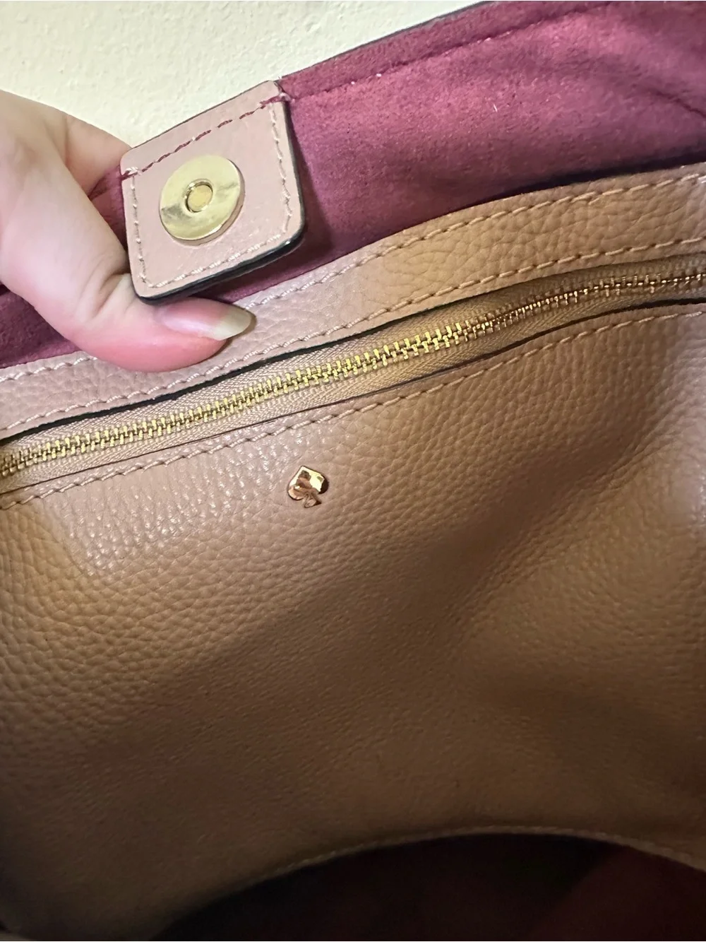 kate spade Pebbled Leather Tote in Dusty Pink